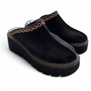 Carlo Pera Black Suede 3" Platform Mule Clogs EU 39 Italy Boho